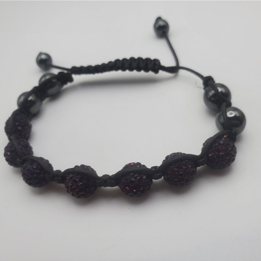 Purple garnet rhinestone ball paracord bracelet‎